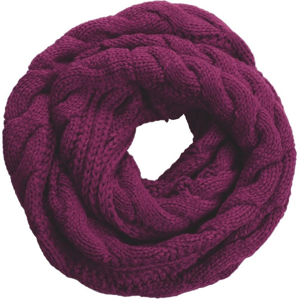 Women's Twist Purple Red Thick Ribbed Knit Winter Infinity Circle Loop Scarf